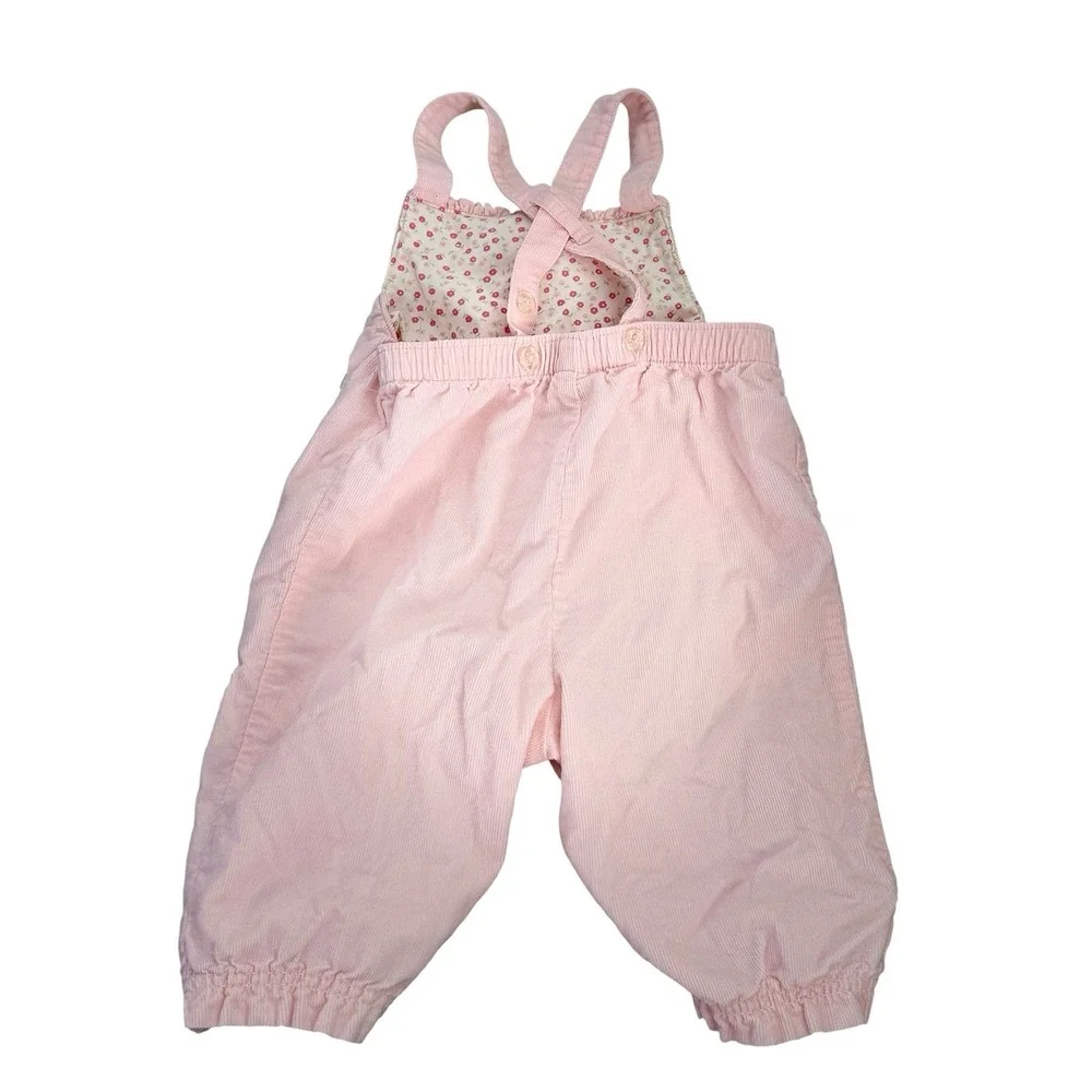 Vintage Gymboree Baby Girls Pink Corduroy Smocked Overalls Sz 0-3 Mths‎ 2005